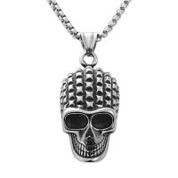 Titanium Steel Necklace Skull polished fashion jewelry & for man silver color Length Approx 23.62 Inch Sold By PC