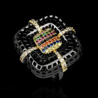 Cubic Zirconia Micro Pave Brass Ring & micro pave cubic zirconia & for woman black nickel lead & cadmium free Sold By PC