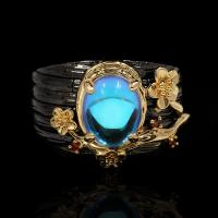 Brass δάχτυλο του δακτυλίου, Ορείχαλκος, με Φεγγαρόπετρα, κοσμήματα μόδας & διαφορετικό μέγεθος για την επιλογή & για τη γυναίκα, νικέλιο, μόλυβδο και κάδμιο ελεύθεροι, Sold Με PC