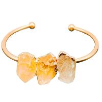 Brass Cuff Bangle with Citrine gold color plated fashion jewelry & for woman golden nickel lead & cadmium free 65mm Sold By PC