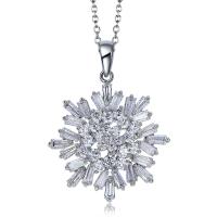 Cubic Zircon Micro Pave Brass Necklace with 5cm extender chain Snowflake platinum color plated fashion jewelry & micro pave cubic zirconia & for woman platinum color nickel lead & cadmium free 25mm Length 41 cm Sold By PC