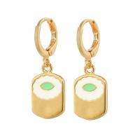 Huggie Hoop Drop Earring Brass gold color plated fashion jewelry & for woman & enamel nickel lead & cadmium free Sold By Pair