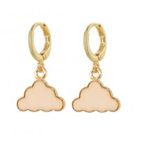 Huggie Hoop Drop Earring Brass Cloud gold color plated fashion jewelry & for woman & enamel nickel lead & cadmium free Sold By Pair