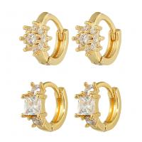 Cubic Zirconia Micro Pave Brass Earring, gold color plated, fashion jewelry & different styles for choice & micro pave cubic zirconia & for woman, golden, nickel, lead & cadmium free, Sold By Pair