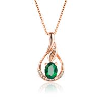 Cubic Zircon Micro Pave Brass Necklace Teardrop rose gold color plated fashion jewelry & micro pave cubic zirconia & for woman nickel lead & cadmium free Sold By PC