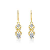 Cubic Zirconia Micro Pave Brass Earring Number 8 gold color plated fashion jewelry & micro pave cubic zirconia & for woman nickel lead & cadmium free Sold By Pair