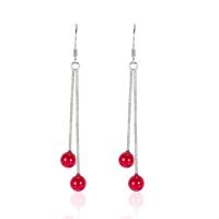 Brass Drop Earring Round plated fashion jewelry & for woman red nickel lead & cadmium free Sold By Pair