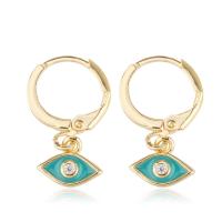 Evil Eye Earrings Brass plated micro pave cubic zirconia & for woman & enamel Sold By Pair