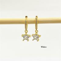 Cubic Zirconia Micro Pave Brass Earring Star gold color plated micro pave cubic zirconia & for woman Sold By Pair