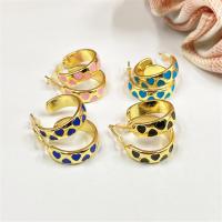 Brass Stud Earring gold color plated for woman & enamel Sold By Pair
