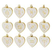 Stainless Steel Constellation Pendant, 304 Stainless Steel, Heart, Vacuum Ion Plating, Zodiac symbols jewelry & different styles for choice & enamel, gold, 15x15x1mm, 3PCs/Lot, Sold By Lot