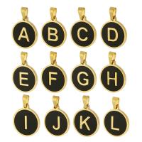 Stainless Steel Letter Pendants 304 Stainless Steel with Resin Flat Round Vacuum Plating gold Approx 3mm Sold By Lot