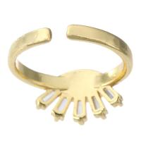 Brass Finger Ring Eye real gold plated Adjustable & micro pave cubic zirconia & for woman & enamel 10mm Sold By Lot