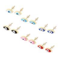 Evil Eye Earrings, Brass, real gold plated, for woman & enamel, more colors for choice, 9.50x5x15.50mm, 10Pairs/Lot, Sold By Lot