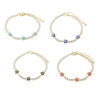Evil Eye Jewelry Bracelet, Brass, real gold plated, micro pave cubic zirconia & for woman & enamel, more colors for choice, 8.50mm, Length:9 Inch, 5PCs/Lot, Sold By Lot