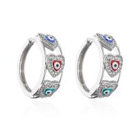Evil Eye Earrings Brass platinum plated micro pave cubic zirconia & for woman & enamel Sold By Pair