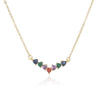 Cubic Zircon Micro Pave Brass Necklace, platinum plated, different styles for choice & micro pave cubic zirconia & for woman, multi-colored, Length:Approx 19.68 Inch, Sold By PC