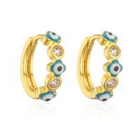 Evil Eye Earrings Brass real gold plated micro pave cubic zirconia & for woman & enamel Sold By Pair