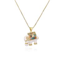 Cubic Zircon Micro Pave Brass Necklace Elephant real gold plated micro pave cubic zirconia & for woman & enamel Length Approx 19.68 Inch Sold By PC