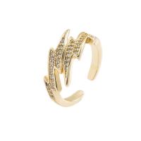 Krychlový Circonia Micro vydláždit mosazný prsten, Mosaz, skutečný pozlacené, Nastavitelný & micro vydláždit kubické zirkony & pro ženy, zlato, Prodáno By PC