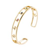 Cubic Zirconia Micro Pave Brass Bracelet real gold plated & micro pave cubic zirconia & for woman & hollow gold 60mm Sold By PC