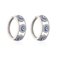 Evil Eye Jewelry Finger Ring, Brass, platinum plated, micro pave cubic zirconia & for woman & enamel, more colors for choice, 21x7.50mm, Sold By Pair