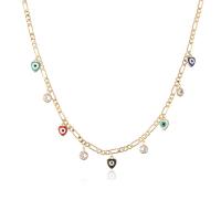 Evil Eye Jewelry Necklace, Brass, real gold plated, different styles for choice & micro pave cubic zirconia & for woman & enamel, multi-colored, Length:Approx 17.7 Inch, Sold By PC