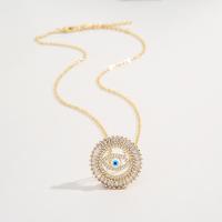 Collier Evil Eye bijoux, laiton, Plaqué or 18K, styles différents pour le choix & pavé de micro zircon & pour femme, Longueur:Environ 14.96 pouce, Vendu par PC