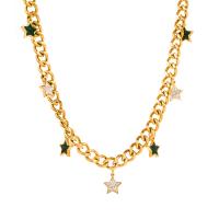 Titanstahl Halskette, mit Verlängerungskettchen von 5cm, goldfarben plattiert, Modeschmuck & verschiedene Stile für Wahl & für Frau & mit Strass, keine, Länge:39.5 cm, verkauft von PC
