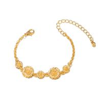 سبائك الزنك سوار, مع 7cm سلسلة الموسع, لون الذهب مطلي, مجوهرات الموضة & للمرأة, ذهبي, طول 18 سم, تباع بواسطة PC
