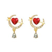 Zinc Alloy Drop Earrings with Crystal gold color plated fashion jewelry & for woman & with rhinestone two different colored Sold By Pair