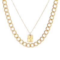 Multi Layer Necklace Zinc Alloy gold color plated Double Layer & fashion jewelry & for woman golden 26mm Length 45 cm Sold By PC