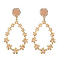 Zinc Alloy Drop Earrings with ABS Plastic Pearl & Resin gold color plated fashion jewelry & for woman golden Sold By Pair