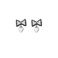 Cubic Zirconia Micro Pave Brass Earring, high quality plated, fashion jewelry & micro pave cubic zirconia & for woman, silver color, 21x15mm, Sold By Pair