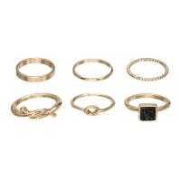 Cink Alloy Ring Set, Cink ötvözet, -val türkiz, galvanizált, 6 darab & divat ékszerek & a nő, több színt a választás, Által értékesített Set