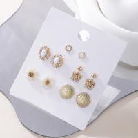 Zinc Alloy Stud Earring plated 5 pieces & fashion jewelry & for woman multi-colored Sold By Set