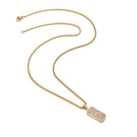 Stainless Steel Jewelry Necklace, 304 Stainless Steel, with Brass, Vacuum Ion Plating, fashion jewelry & micro pave cubic zirconia & for woman, more colors for choice, 25x10mm, Length:55 cm, Sold By PC