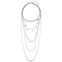 Collier de mode Multi couche, alliage de zinc, avec résine, bijoux de mode & multicouche & pour femme, argent, Longueur:90 cm, Vendu par PC