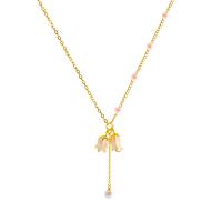 Zinc Alloy Jewelry Necklace with Plastic Pearl with 4.6 extender chain high quality plated fashion jewelry & for woman & enamel gold 50mm Length 38 cm Sold By PC