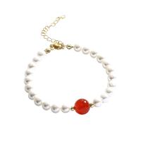 Resin armbanden, Plastic Pearl, met Hars, plated, mode sieraden & voor vrouw, goud, Lengte 15.5 cm, Verkocht door PC