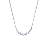 Titanium Steel Necklace, with 5.2 extender chain, fashion jewelry & micro pave cubic zirconia & for woman, silver color, Length:38 cm, Sold By PC