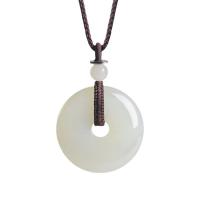 Natural Gemstone Necklace, Hetian Jade, with Polyester, fashion jewelry & Unisex, 30mm, Length:65 cm, Sold By PC
