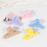 Hair Claw Clips, Plush, with Plastic, for woman, more colors for choice, 42x110mm, Approx 100PCs/Bag, Sold By Bag