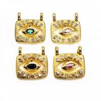 Evil Eye Pendants, Brass, gold color plated, Unisex & micro pave cubic zirconia, more colors for choice, nickel, lead & cadmium free, 18x19x2mm, Approx 5PCs/Bag, Sold By Bag