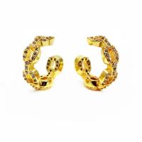 Cubic Zirconia Micro Pave Brass Earring, gold color plated, micro pave cubic zirconia & for woman, golden, nickel, lead & cadmium free, 5x15mm, Approx 2Pairs/Bag, Sold By Bag