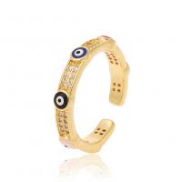 Evil Eye Jewelry Ring Finger, cobre, Mau-olhado, banhado a ouro genuino, micro pavimento em zircônia cúbica & para mulher & esmalte, dourado, níquel, chumbo e cádmio livre, 21mm, vendido por PC