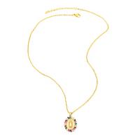 Cubic Zircon Micro Pave Brass Necklace, with 2 extender chain, Virgin Mary, 18K gold plated, different styles for choice & micro pave cubic zirconia & for woman, mixed colors, nickel, lead & cadmium free, 31x19mm, Length:17.7 Inch, Sold By PC