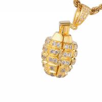 Cubic Zirconia Micro Pave Brass Pendant Grenade gold color plated Unisex & with rhinestone golden nickel lead & cadmium free Sold By PC