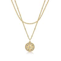 Cubic Zircon Micro Pave Brass Necklace, Round, 18K gold plated, Double Layer & detachable & micro pave cubic zirconia & for woman, golden, nickel, lead & cadmium free, Sold By PC
