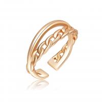 cobre Cuff Ring Finger, banhado a ouro genuino, para mulher, Champanhe, níquel, chumbo e cádmio livre, 19mm, vendido por PC